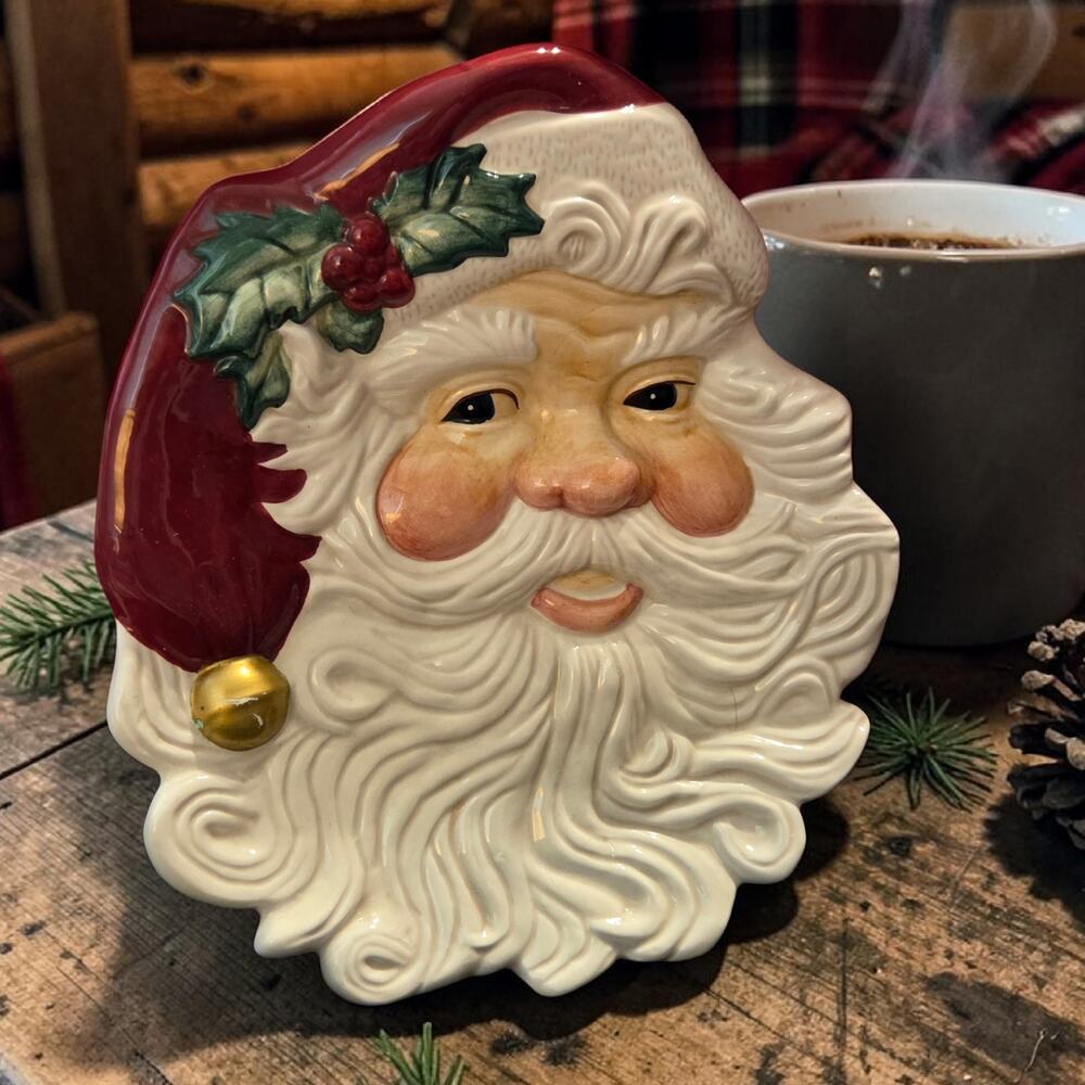 Fitz and Floyd Santa Canape or Hanging Decorative Plate Vintage Omnibus EUC